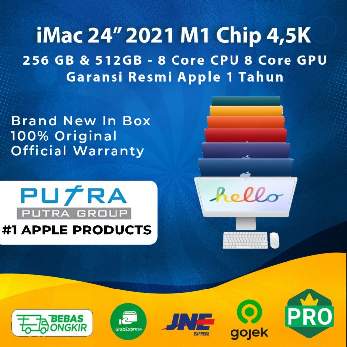 Kpr (Ibox) Apple Imac 2021 M1 Chip 24 " 4.5 K 256Gb 512Gb 8 Core Cpu Gpu