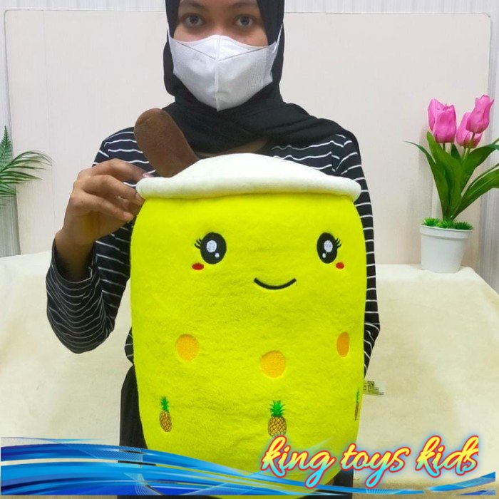 PROMO 2023 / Boneka Minuman Boba Lampu Size 35cm/boneka boba viral/bantal boba XL - Kuning