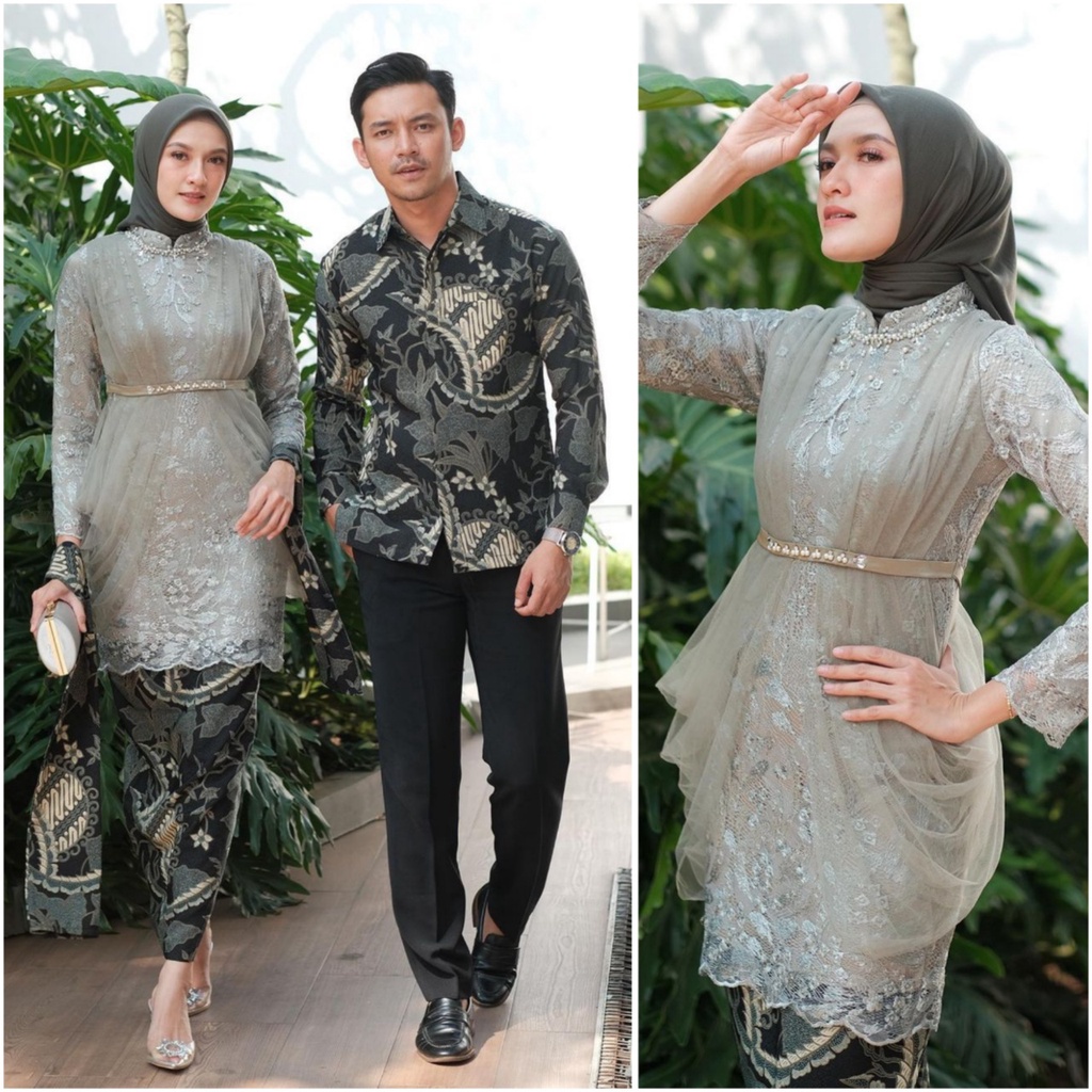 Kebaya modern wisuda couple batik brukat remaja terbaru mewah satu set pasangan keluarga baju pesta tunangan lamaran kondangan wanita muslim kekinian model madina