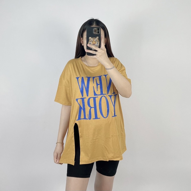 Kaos Oversize Slit NY/ Atasan Jumbo wanita