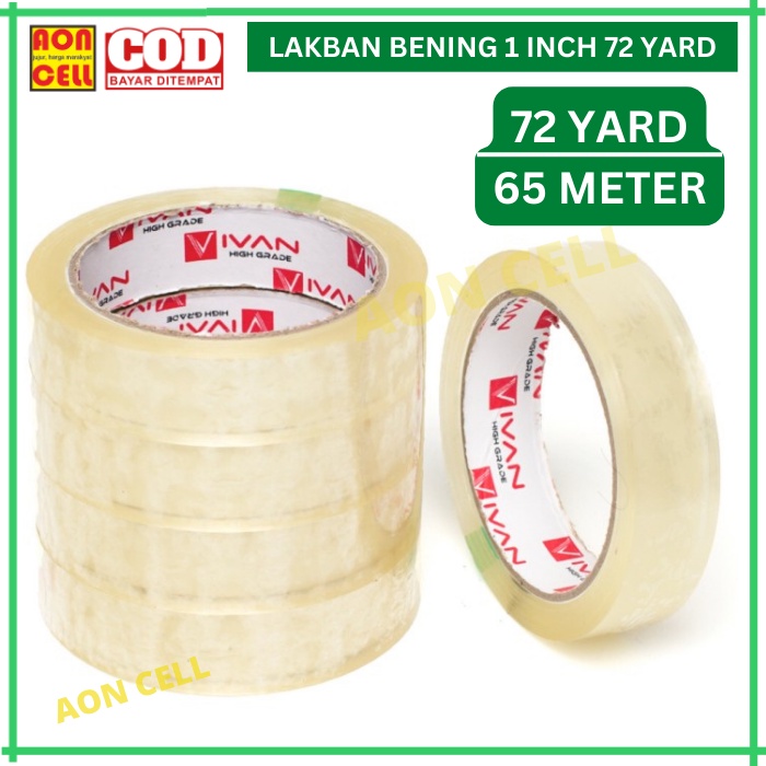 

lakban isolasi bening 1 inch 72 yard 65 Meter good quality kuat merekat