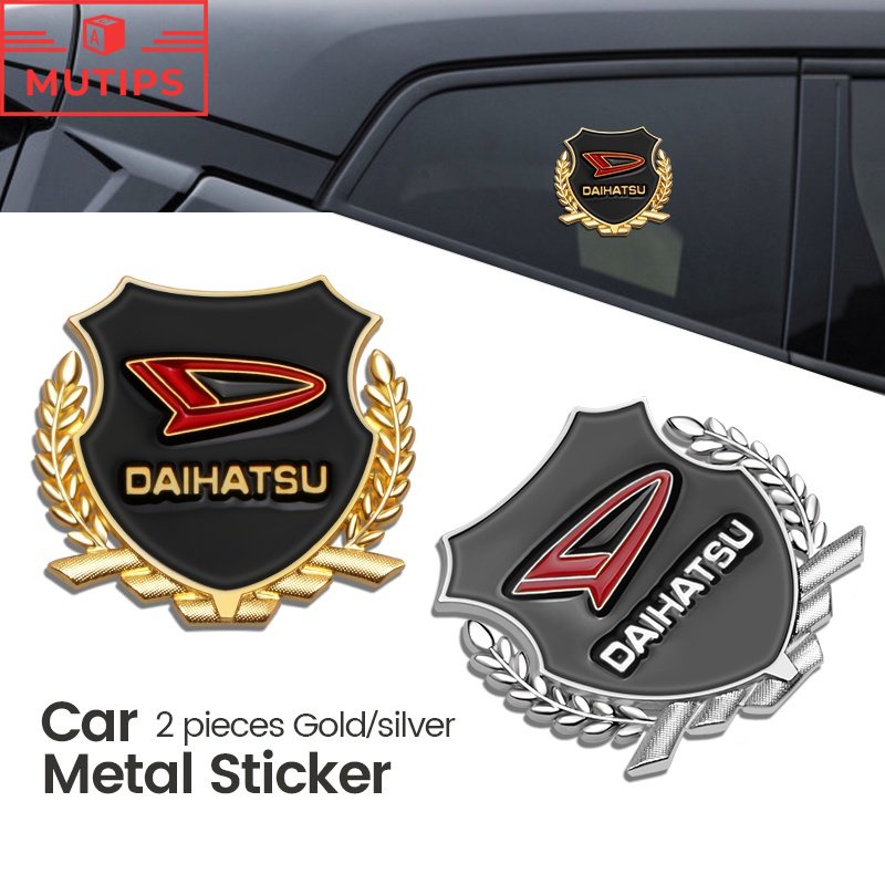 Daihatsu 2Pcs 3D Metal Stiker Jendela Body Mobil Wheat Ear Badge Logo Untuk Ayla Ceria Classy Taft Sigra Xenia Rocky Taruna