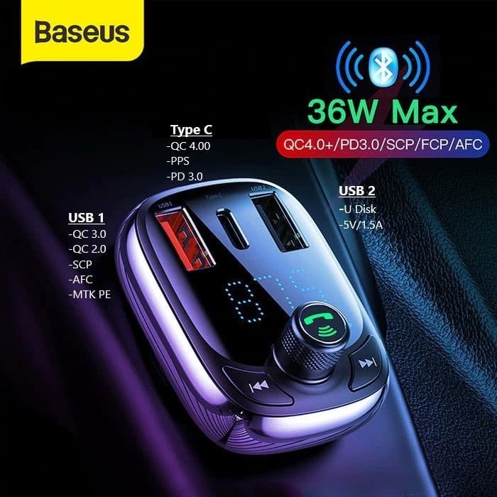 Charger Car Charger Baseus Bluetooth Qc 4 Charger Mobil Baseus S13