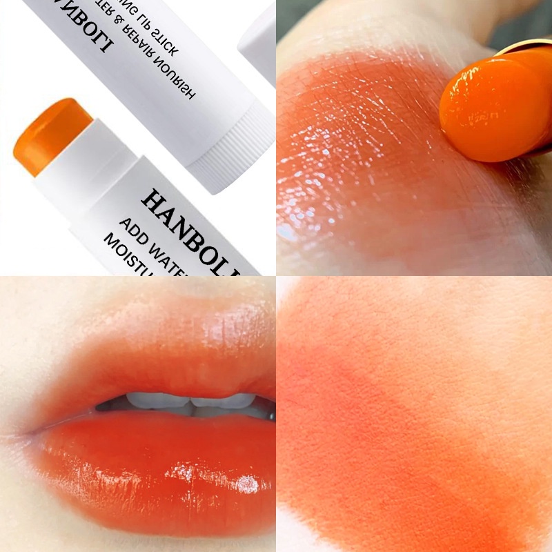 【COD】Red Orange HANBOLI Lip Balm Moisturizing Repair Nourish Lipstick Rubah Warna Pelembab Bibir Pecah Kering-CH