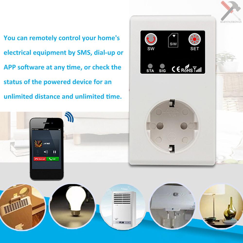 Gsm Intelligent Power Socket Call SMS APP Remote Control Switch Pompa Router Alat Listrik Stop Kontak Cerdas