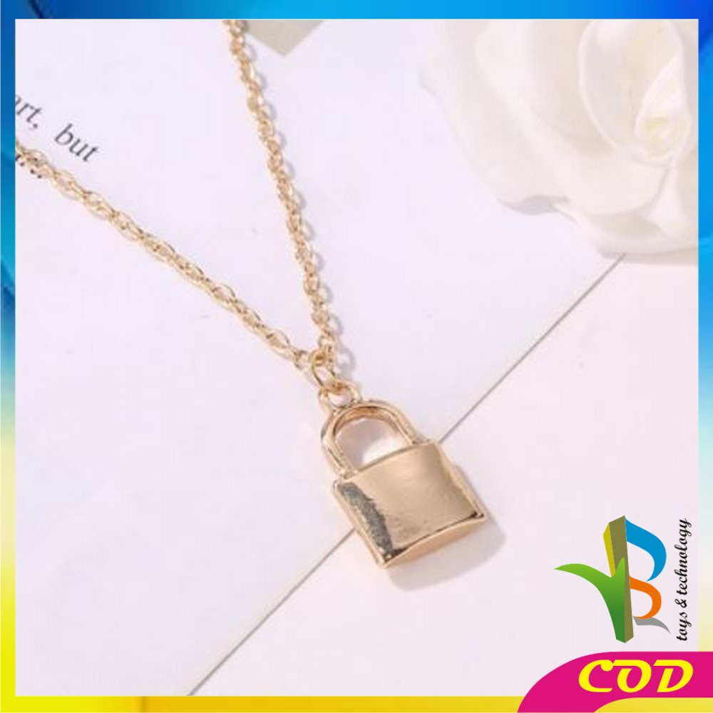 RB-K57 K58 Korean Fashion Kalung Gembok Kunci Retro Kalung Rantai Wanita Lapis Emas Liontin Simple / Lock Key Wanita Pria Retro / Kalung Kunci Multi Layer