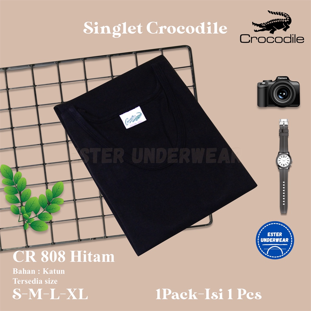 Kaos Singlet Pria CROCODILE CR 808 W Isi 1 Pcs Hitam