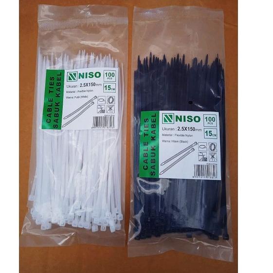 

グ Kabel Ties Cable Tie NISO 2.5x150mm 15cm 100pc Kualitas Bagus ㄴ