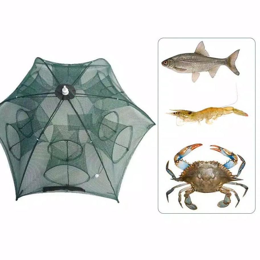 Bubu Wuwu Payung Jaring Lipat Perangkap Ikan Dan Udang Portable 4/6/8/10/12/16/20 Lubang~Hole {PGA.2