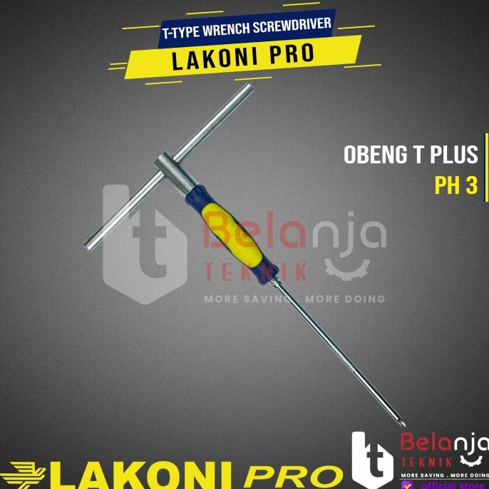 Lakoni Pro T-Type Wrench Screwdriver PH3 Obeng T Plus PH 3 CRV Steel belanjate77 Berkualitas