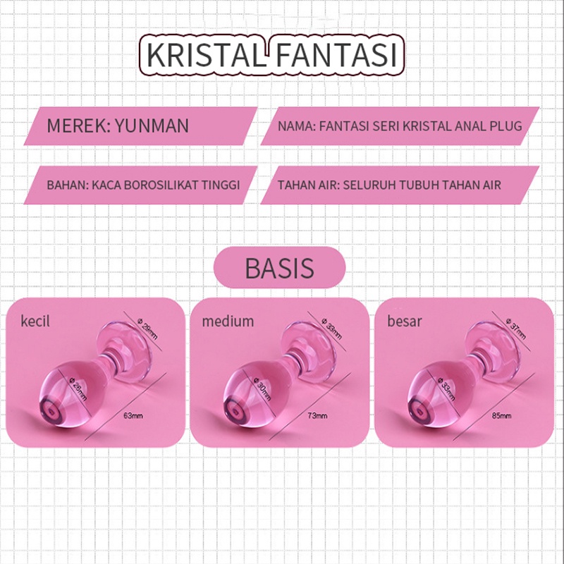 Ukuran S mainan dewasa-Steker ekor kaca merah muda baru
