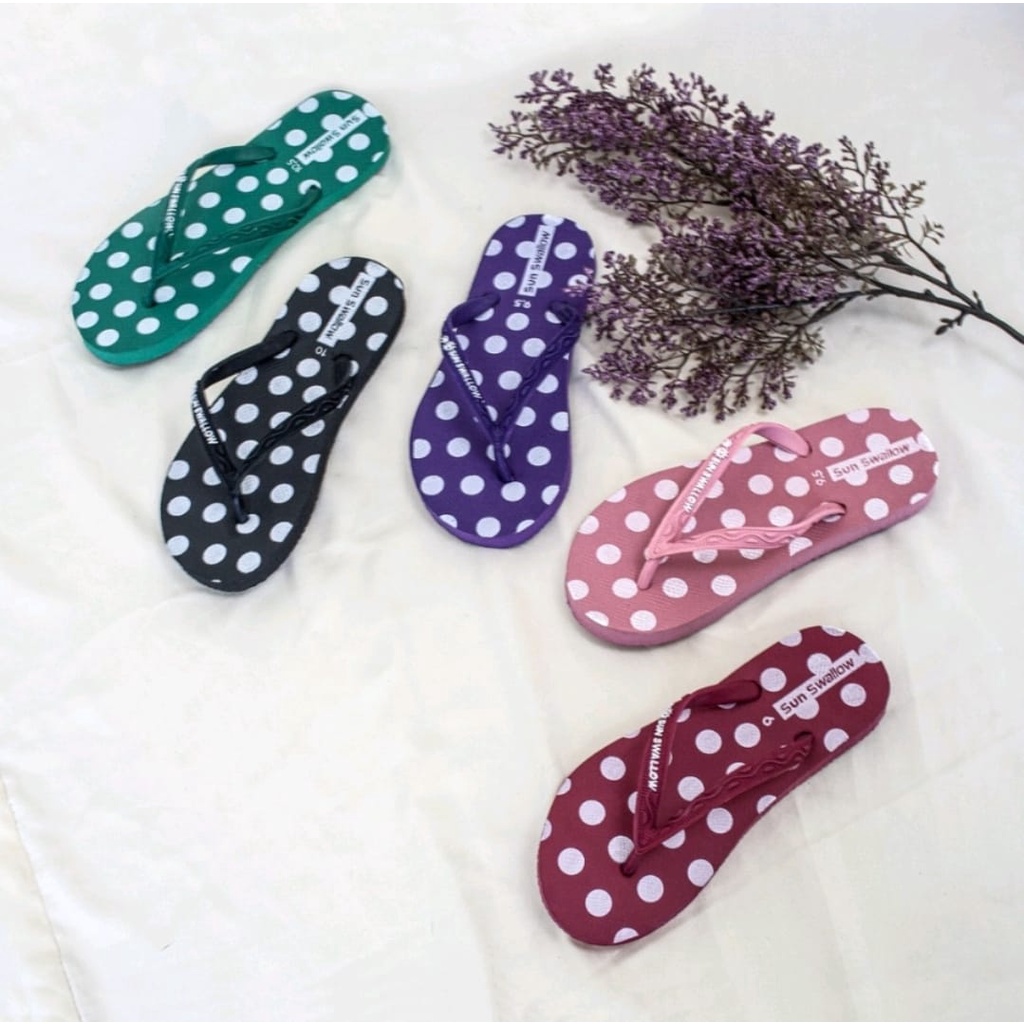 Sandal Japit Sun Swallow Polkadot/ Sandal jepit wanita/ Sandal murah