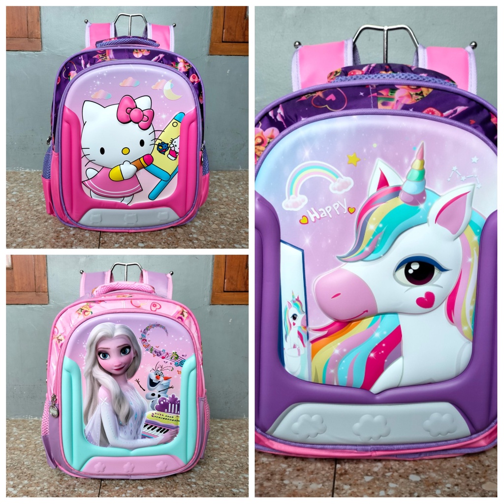 Tas Ransel Backpack Sekolah Anak Perempuan Karakter Frozen Pony Hello Kitty