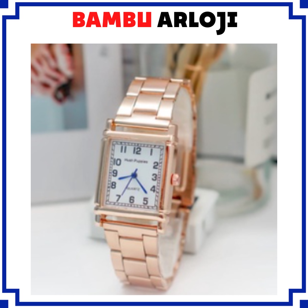 BAJ Jam Tangan Wanita Analog Quartz Casual Fashion Strap Rantai Stainless Steel Import Couple Pria HP016