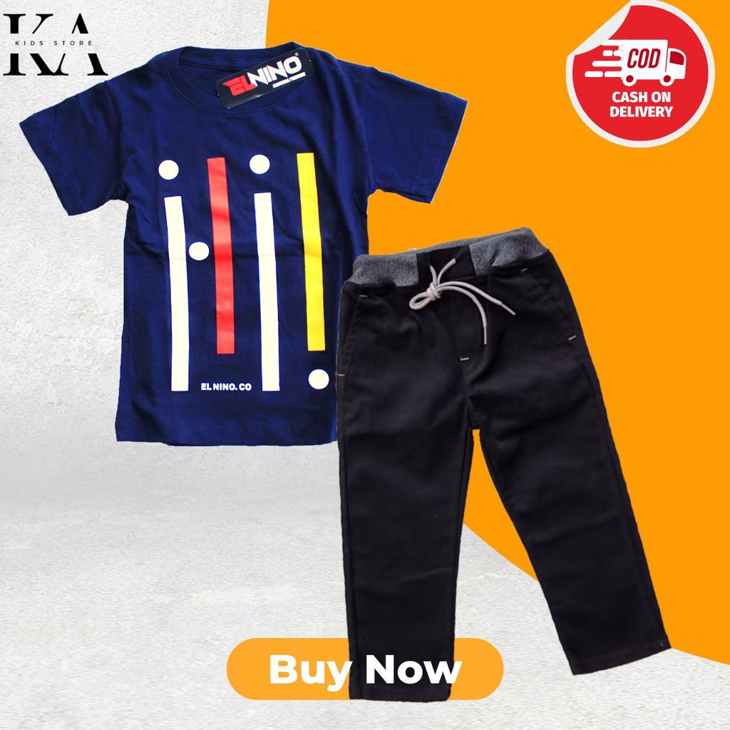 Kinarka Kids Store / Kaos Distro Anak / Setelan Baju Anak Termurah / Set Celana Panjang Garis Warna
