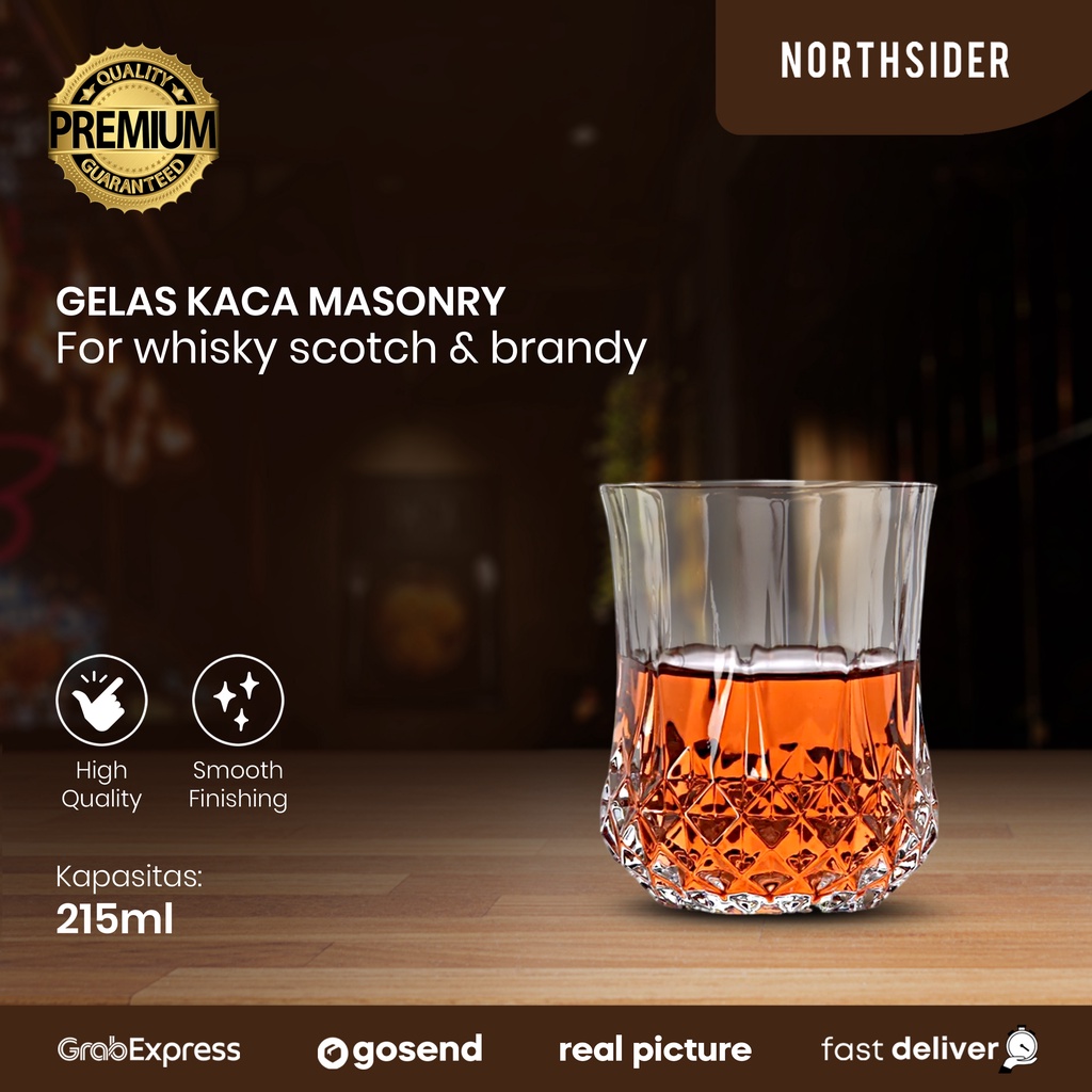 GELAS KACA TEH KOPI MINUMAN WHISKEY SCOTCH GLASS MASONRY 8707 - 215ML