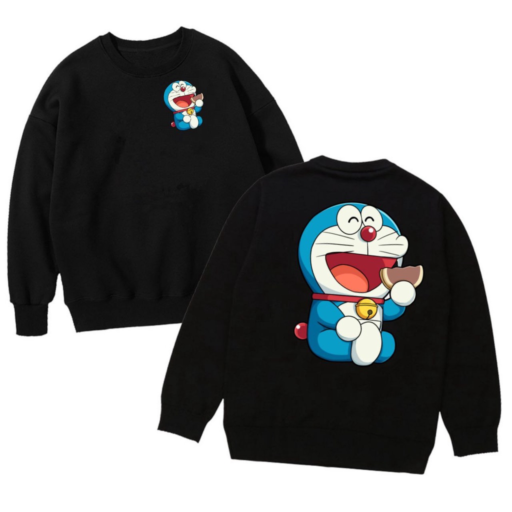 Jaket Sweater Crewneck DORAEMON Bahan Katun