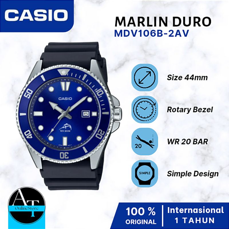 Jam Tangan Pria Casio Diver Marlin Duro MDV 106B 2A ORIGINAL