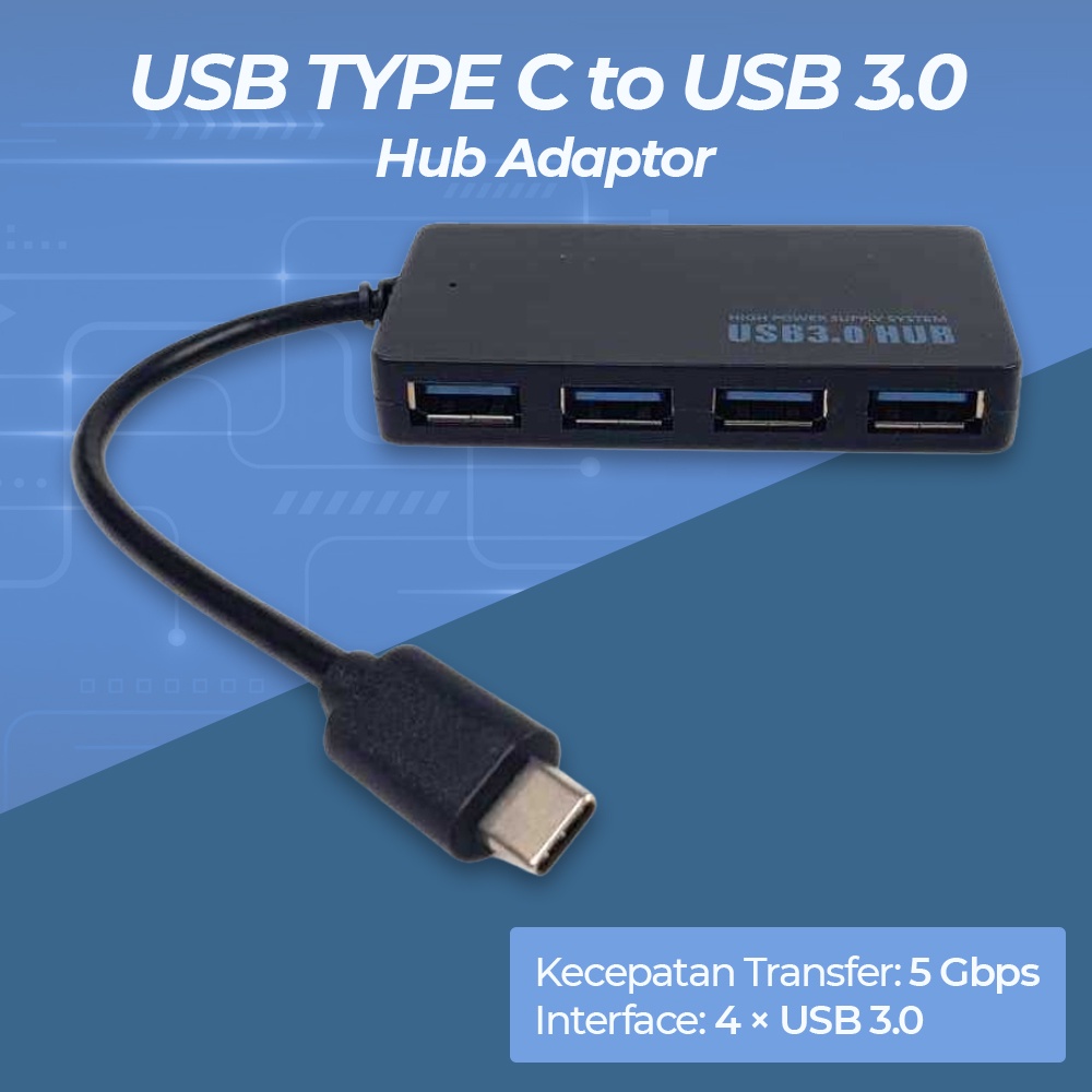 USB Type C to USB 3.0 Hub Adapter 4 Port - OMUA56BK Black