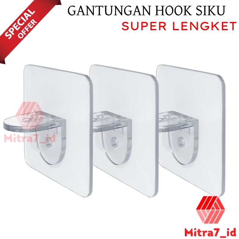 [M7] TEMPELAN SIKU DINDING AJAIB / GANTUNGAN HOOK SIKU PENAHAN PENOPANG LEMARI / SIKU PENYANGGA AMBALAN HOOK TEMPEL