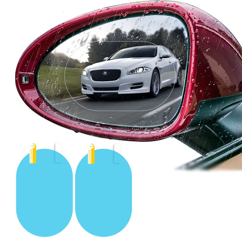 AVVET Pelindung Kaca Spion Anti Fog Kaca Film Besar Oval Anti Embun Stiker Cermin Pelindung Spion Mobil Film Pelindung Tahan Air 2 Pcs