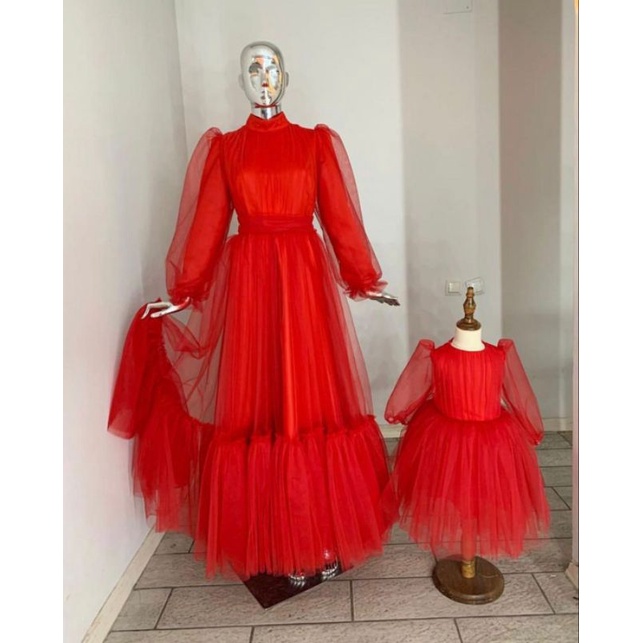 dress tulle dewasa muslim couple dengan anak