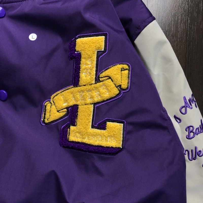 VARSITY JAKET LAKERS UNGU WHITE BORDIR BACK AUTHENTIC FULLTAG &amp; LABEL