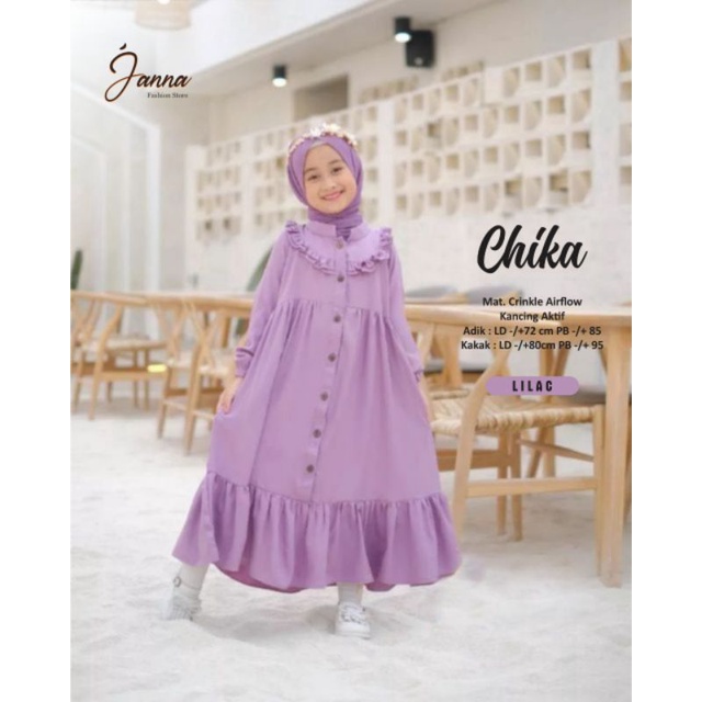 CHIKA DRESS KIDS BAJU MUSLIM ANAK PEREMPUAN BY JANNA