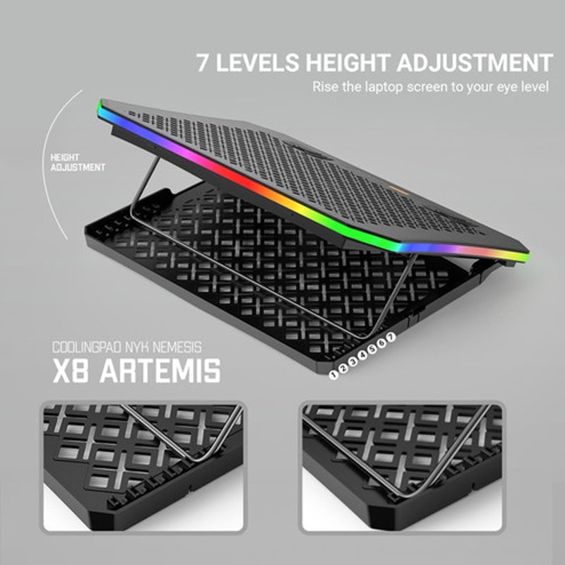 Cooling Pad Fan Cooler kipas Laptop RGB Gaming NYK Nemesis X8 Artemis