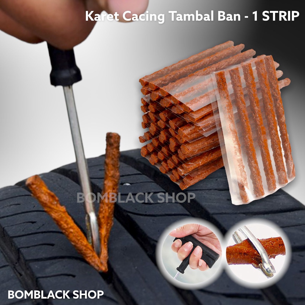 ( 1 PAPAN ) Karet Tambal Ban Tubles Roda Ban Bocor Tambel Tubeless Cacing Ban Sepeda Motor Mobil Bengkel