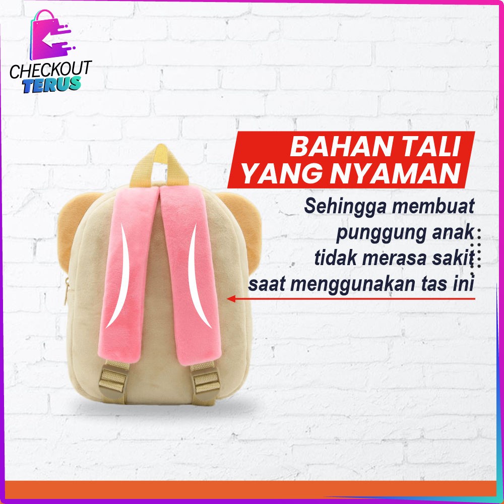 CT T41 Tas Ransel Anak Backpack Anak Karakter Hewan Bahan Boneka Ransel Anak Sekolah Karakter Animal