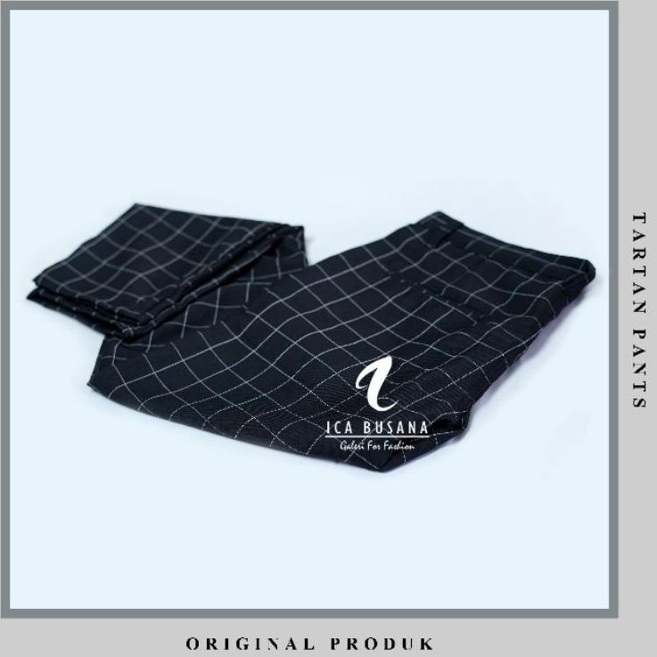 Hot - Celana Tartan Premium Black Celana Panjang Hitam Kotak Kotak Tartan Pants Korea Clana panjang 