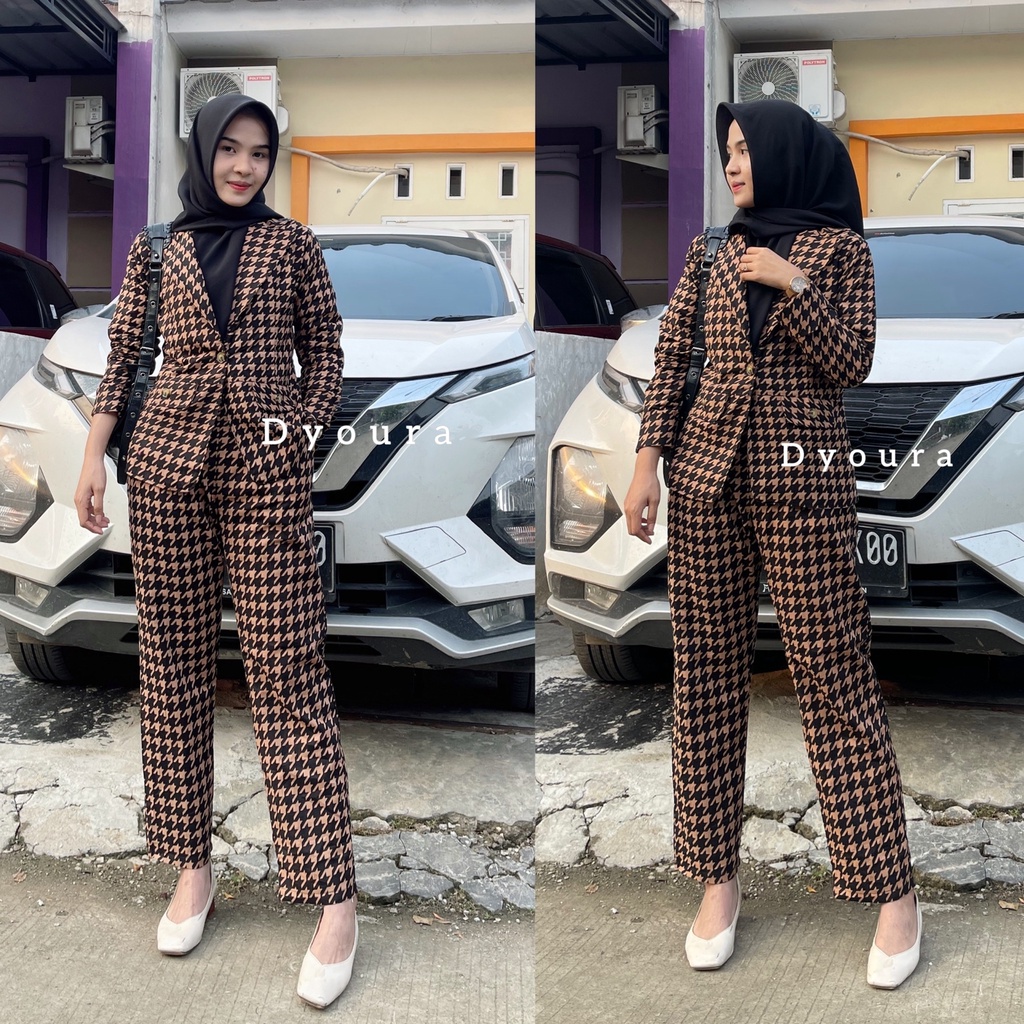 Set blazer wanita / setelan blazer set wanita / setelan blazer / stelan blazer wanita set / setelan blezer set wanita / setelan blazer wanita / one set/ BLAZER GC COKLAT IMPORT / one set GC premium / setelan Blazer