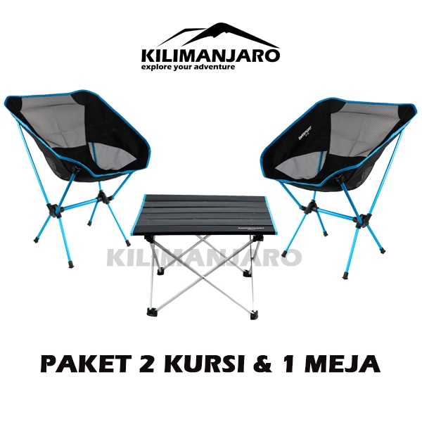 Paket 2 Kursi dan 1 Meja Camping - Kursi Meja Lipat Memancing Camping