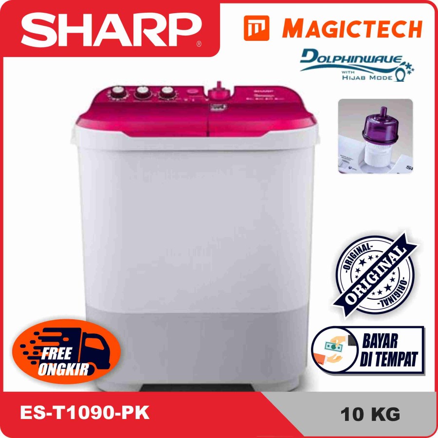 MESIN CUCI SHARP 10KG ES-1090-PK 2 TABUNG MANUAL - PINK