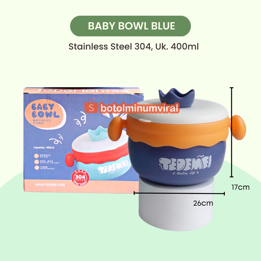 Baby Bowl Stainless Steel Insulation Warming Tedemei Feeding Cup MPASI