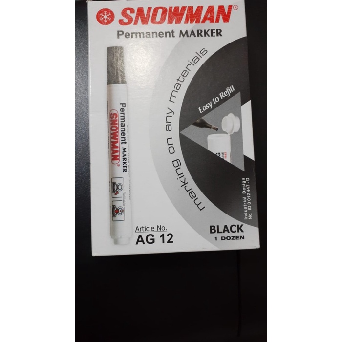 

Snowman Spidol Permanent Marker Ag 12 Isi 12 - Hitam Atau Biru