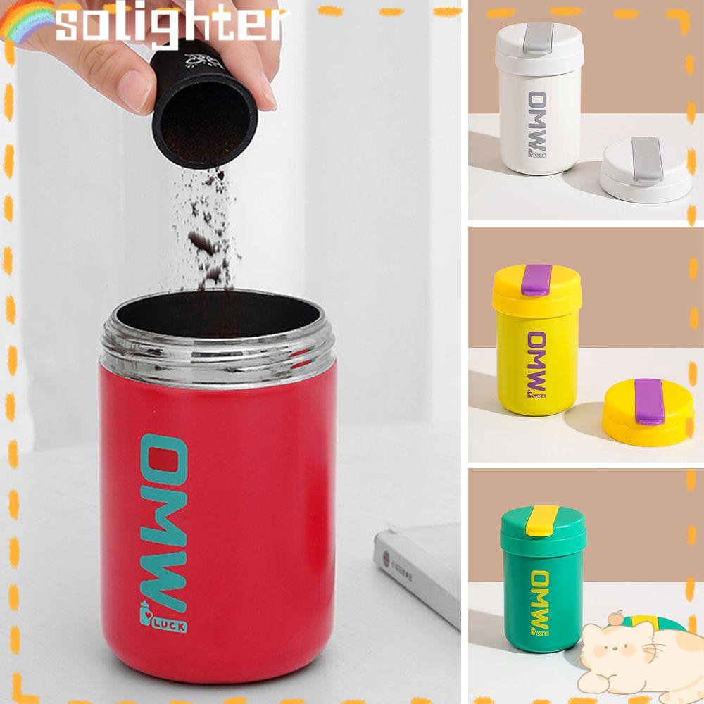 Solighter 400ml Mug Kopi Fashion Stainless Steel Insulated Straw Cup