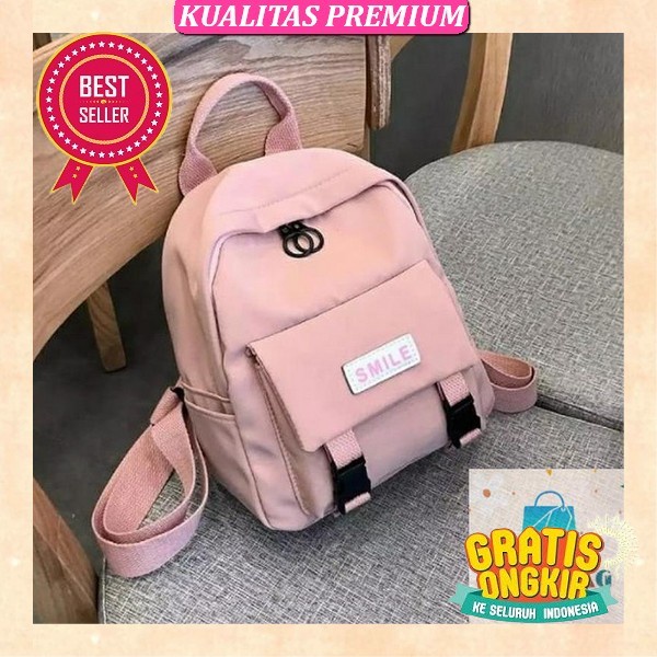 Tas Ransel Anak Cewek Korea / Tas Anak Sekolah Kombinasi Warna Astro Cute Wanita Sederhana Mini Back