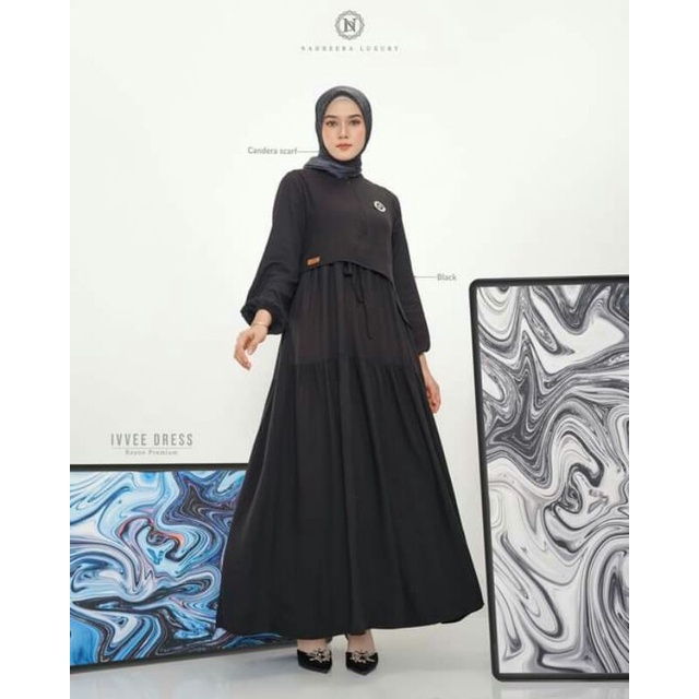 Ivve Dress terbaru nadheera luxury / dress simpel bahan rayon premium / dress kondangan / dress leba