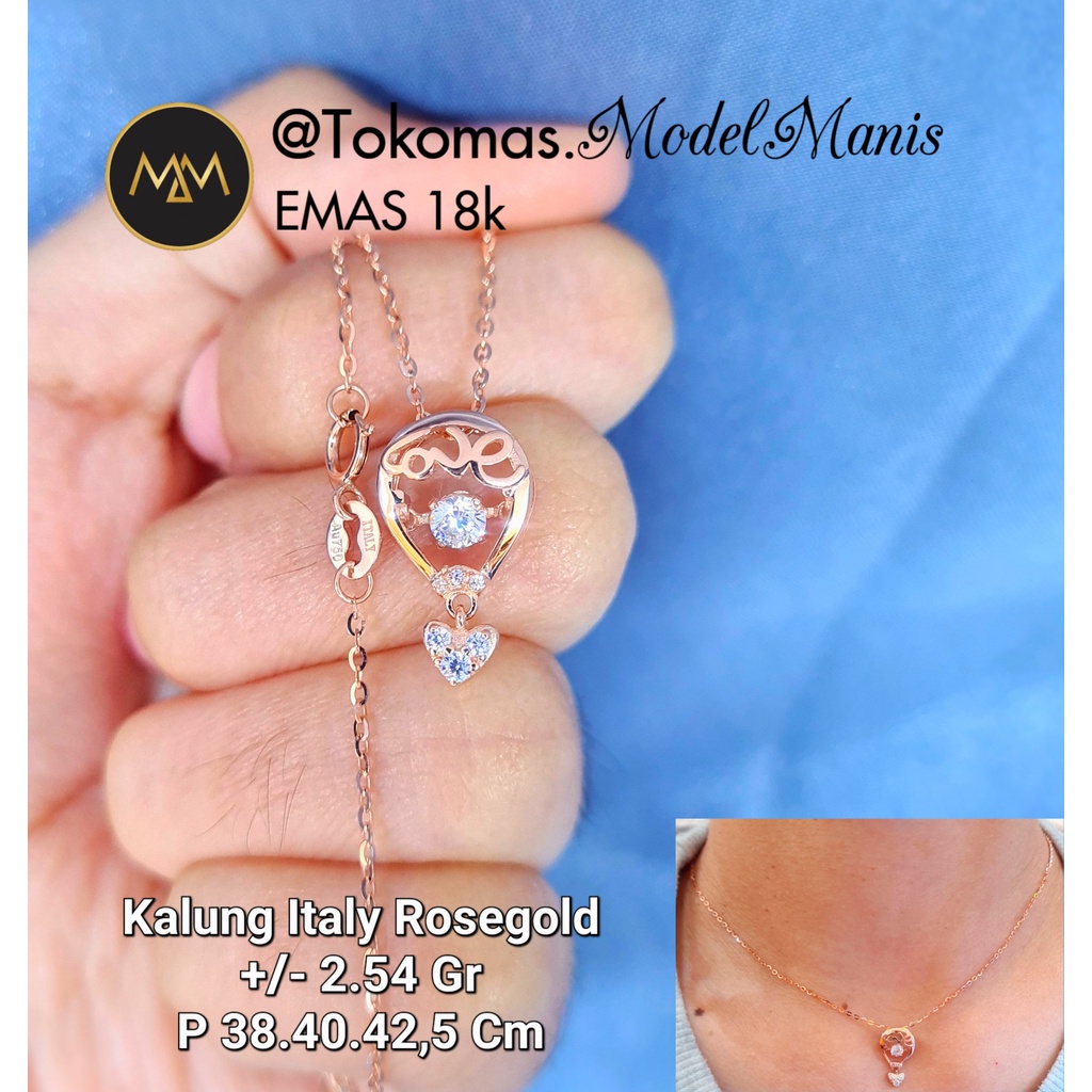 Kalung italy love hot air balloon emas italy rosegoldd 750 kadar 18k