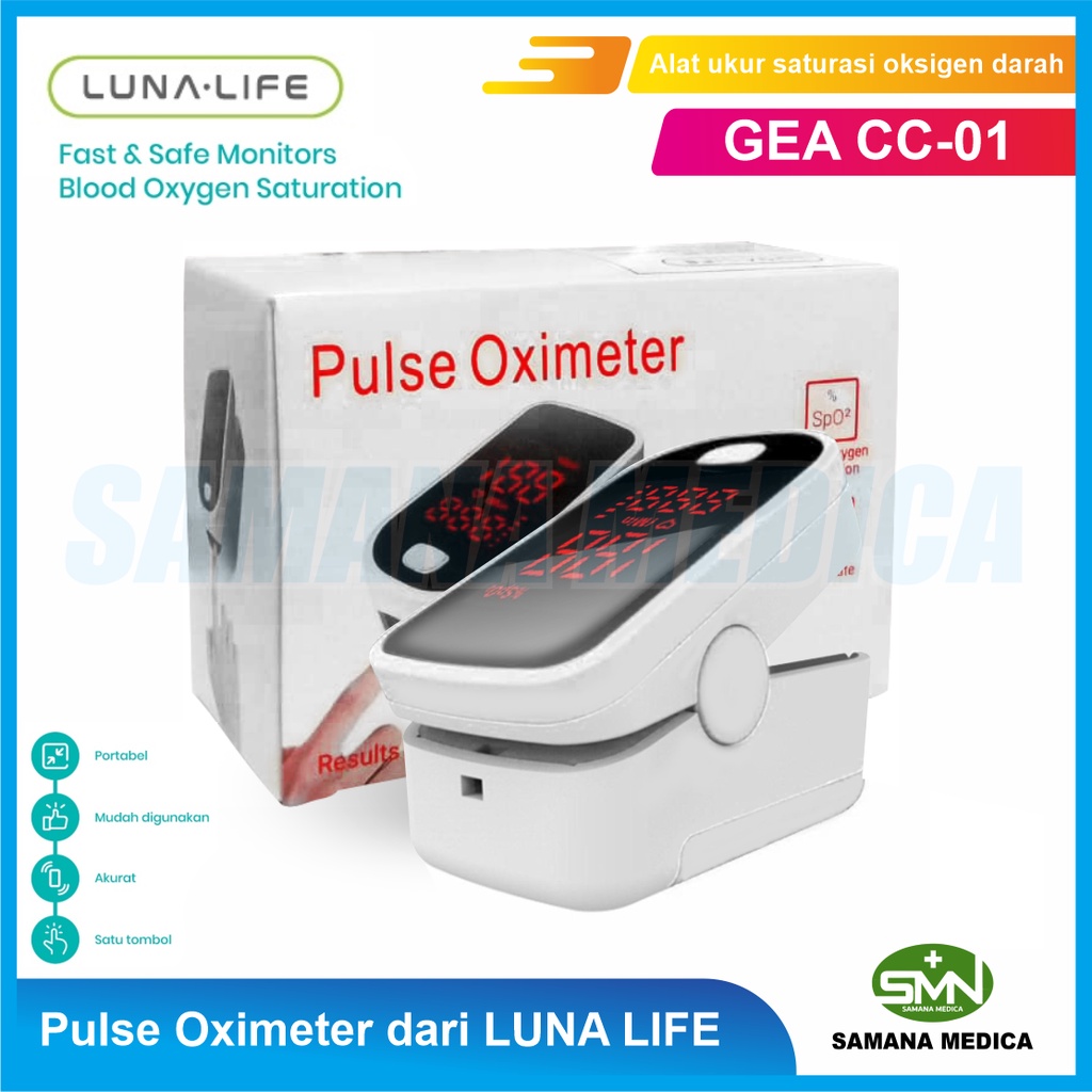Pulse Oximeter LUNA LIFE KOX10 Alat Saturasi Oksigen Darah - Grafik dan Nilai Denyut Nadi ADA KEMENKES