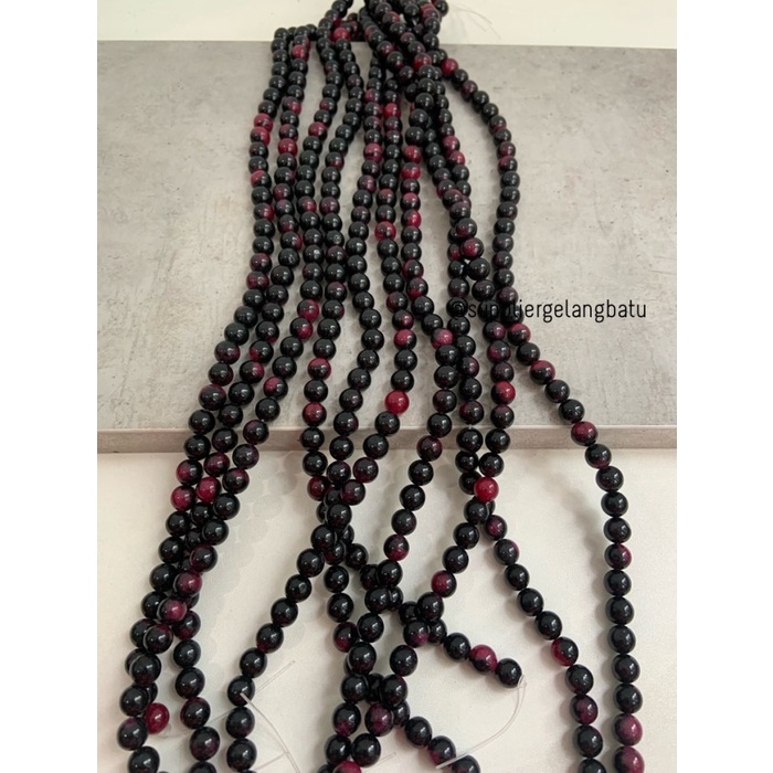 bahan batu BLACKPINK CARNELIAN 8mm bongkah akik natural hitam pink