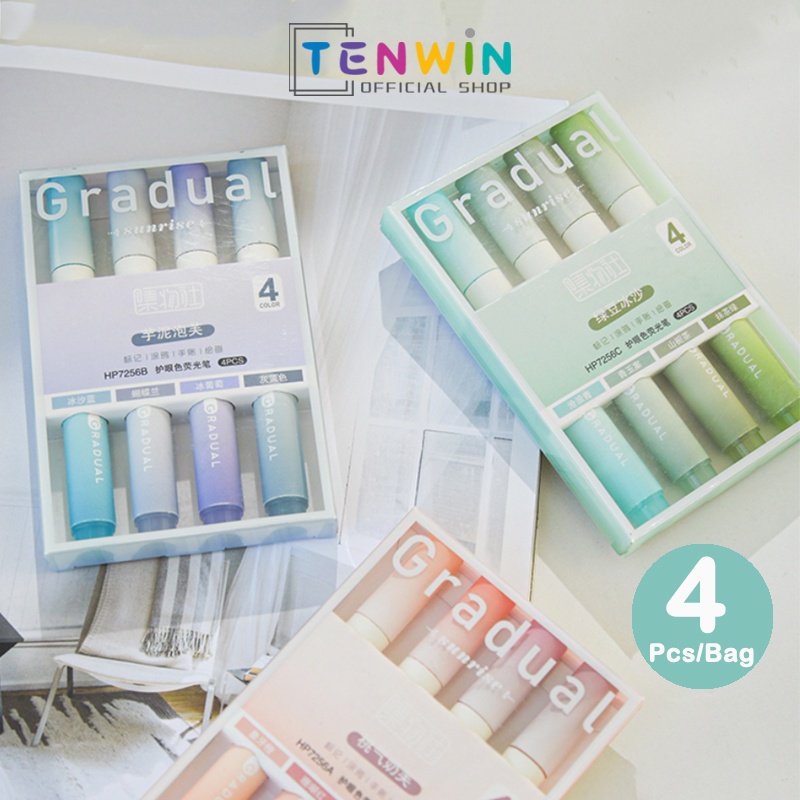 

Stabilo/Highlighter ujung 4 warna 4pcs/pak-Tenwin