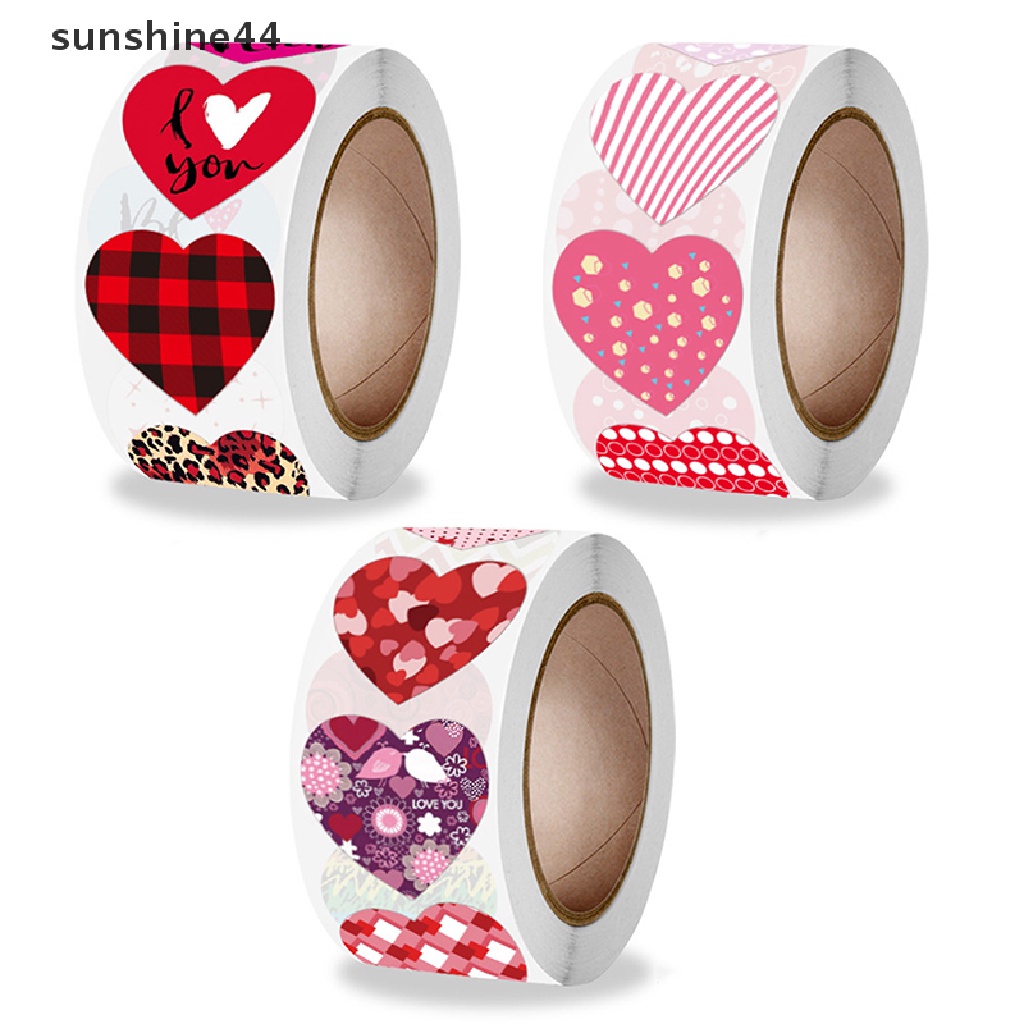 Sunshine New 500pcs/roll Valene's Day Adhesive Stickers Heart Shaped Stickers Labels.