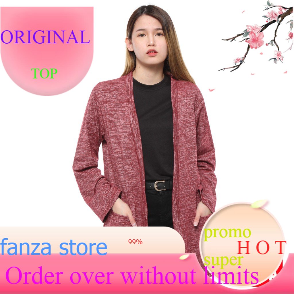 CRGIGI Cardigan Oversize Wanita Lengan Panjang Polos