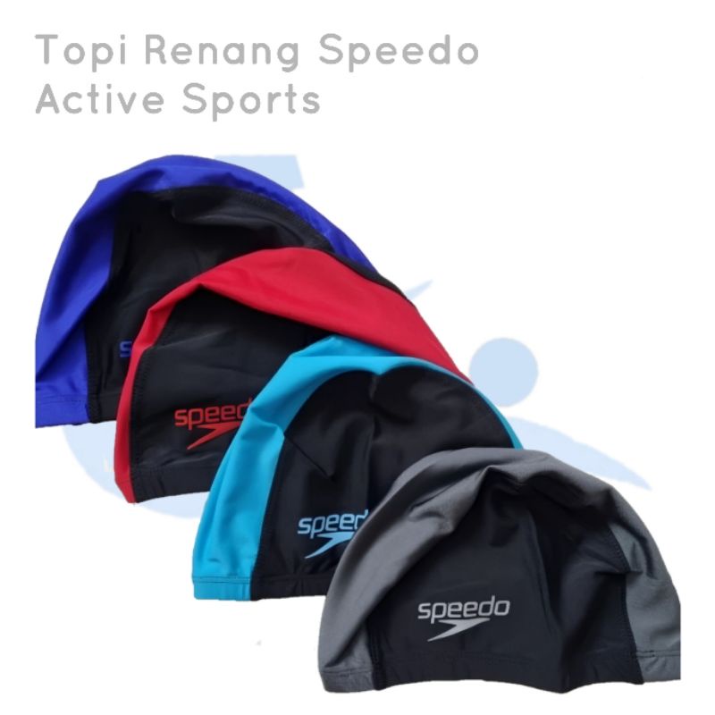 Topi Renang Kain Speedo Polos Hitam Merah Biru Abu Anak Dewasa Pria Wanita Active Sports