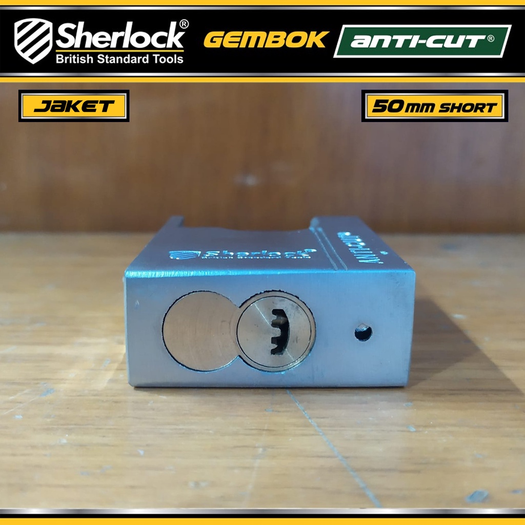 Gembok Jaket Anti Cut 50 mm Pendek Original Sherlock