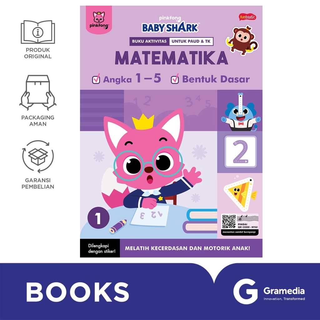 Gramedia Bali - Pinkfong Baby Shark - Buku Aktivitas Matematika 1