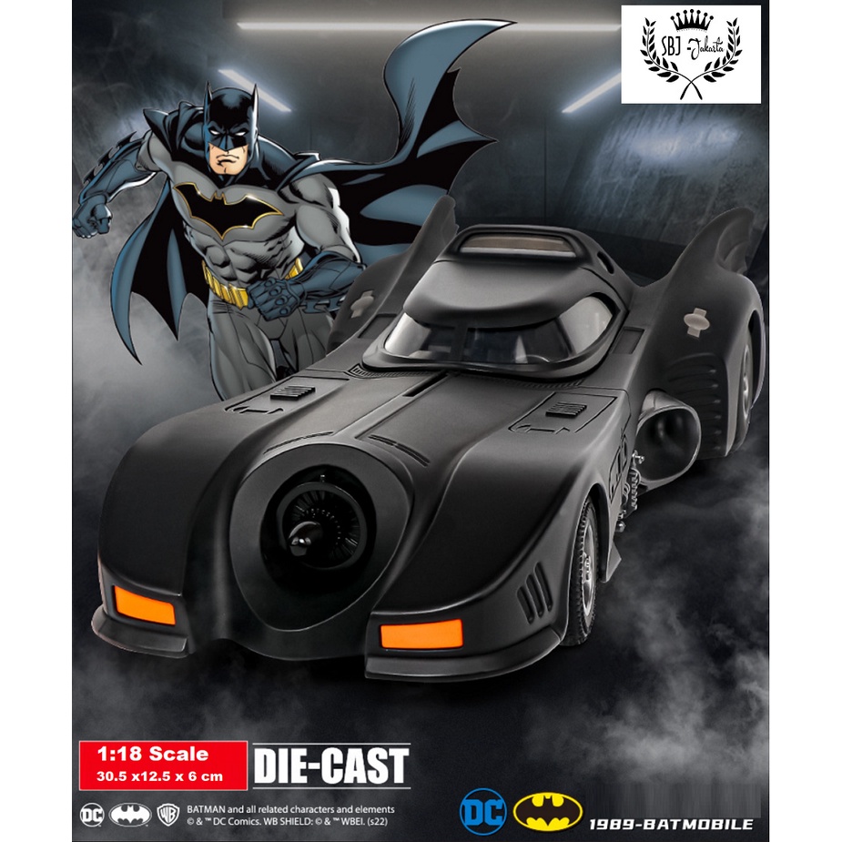 DIECAST 1989 Batmobile Original DC Licensed Skala 1:18 Metal Alloy Mobil Klasik BatMobile Original